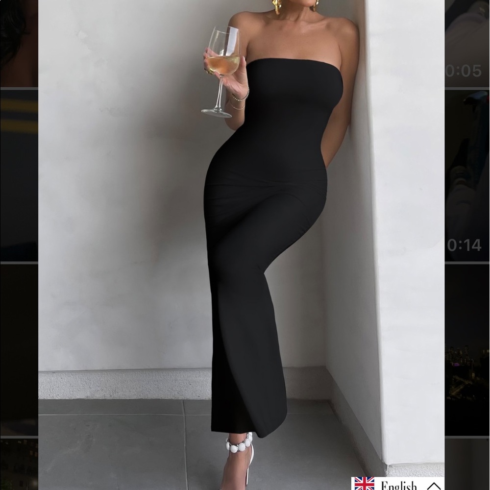 BLACK MAXI DRESS WITH SLIT